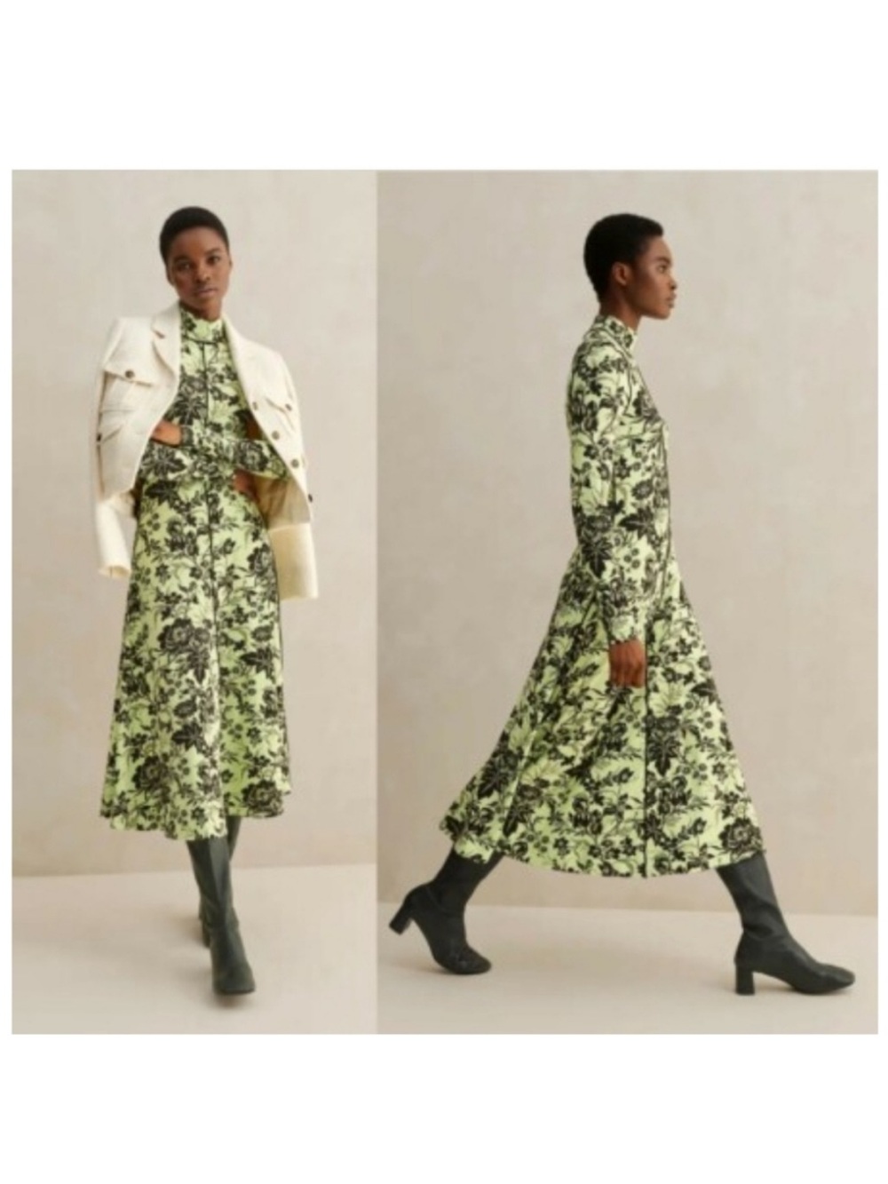 ME+EM Mystic Garden Midi Dress Long Sleeve Zipper Back sz US 8